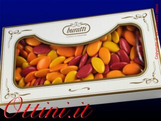 AUTU100 Offerta Confetti Solo Cioccolato Fondente 4 Colori Autunnali Sfumati Autunno Rosso Arancione Arancioni Aranci Buratti Senza Glutine