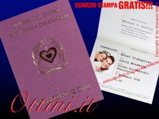 F1218 Partecipazione Passaporto Viaggi di Nozze Passport of Love - Partecipazioni Nozze Matrimonio con stampa gratuita e fotografia