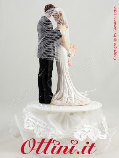 Cake Topper Centro Torta Statuina Torta matrimonio nozze, sopra torta, nozze Sposi classici romantici eleganti con pizzi