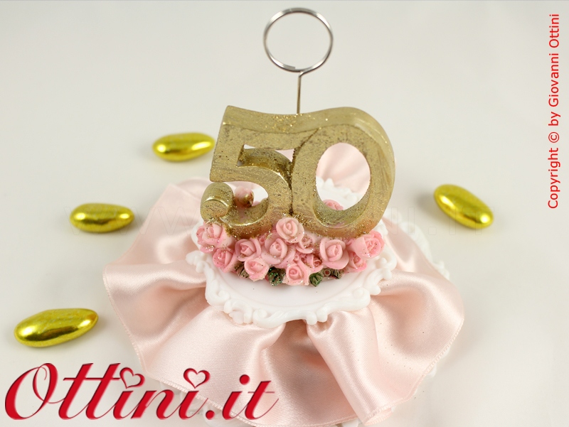 Centro Torta Anniversario Nozze Oro - 50 anni - Glitter Lux 