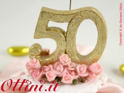 Cake Topper Centro Torta sopratorta nozze oro - Prodotto decorazione torta 50 anni matrimonio - Glitter oro