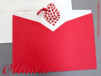 P110892 Ekart Cecami Partecipazione Nozze/Matrimonio Red Heart con cuori rossi con invito omaggio