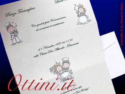 F1170 Partecipazione economica Sposini Brindisi per Nozze Matrimonio di Ferdinando Famà, invito incluso