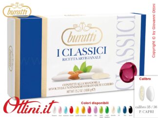 Finissimi e Morbidi confetti Buratti Capri mandorla pelata Fucsia ideali per festeggiare il 5° anniversario di nozze (Nozze di Seta)