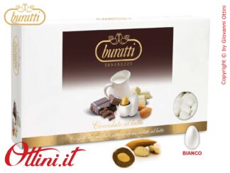 TEBI100 Confetti Buratti Tenerezze Bianche Gusto Classico Latte con mandorla ricoperta di Cioccolato al latte ideali per confettate Senza Glutine