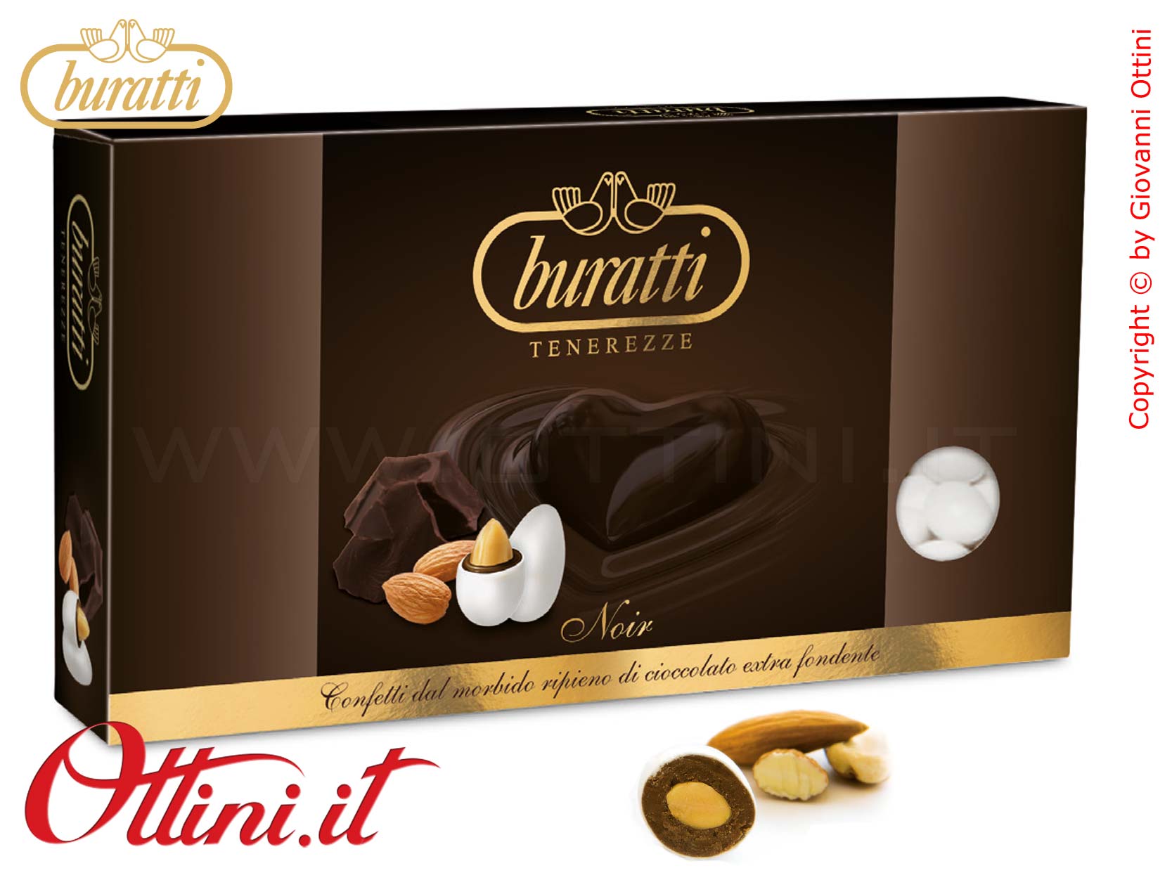 Confetti Senza Glutine Buratti Tenerezze Bianche Ricotta e Pera con mandorla ricoperta di Cioccolato Bianco aromatizzato ideali per confettate