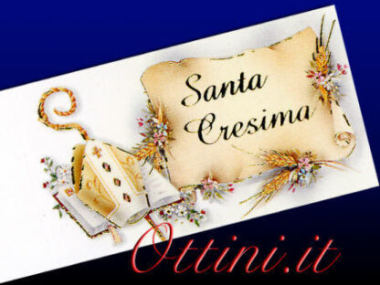 Bigliettino Bomboniera Santa Cresima con Mitria e Pergamena