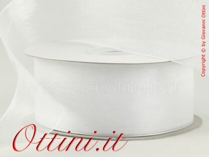 Nastrino Nastro Trasparente in organza Bianco 40 millimetri 50 Metri - Nastri bomboniera 40 mm - Nastri matrimonio confezione alta qualità prezzo speciale