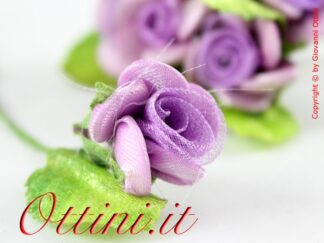 fiore artificiale fiori artificiali per acconciature confezione sacchettini bomboniera, composizioni composizione fiorellino con petali raso organza lilla accessori accessorio decoro