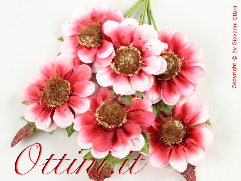 fiore artificiale fiori artificiali per acconciature confezione sacchettini bomboniera, composizioni composizione fiorellino margherita fiore singolo rossa rosso accessori accessorio decoro