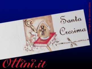 Bigliettino Bomboniera Santa Cresima con grafica Oro