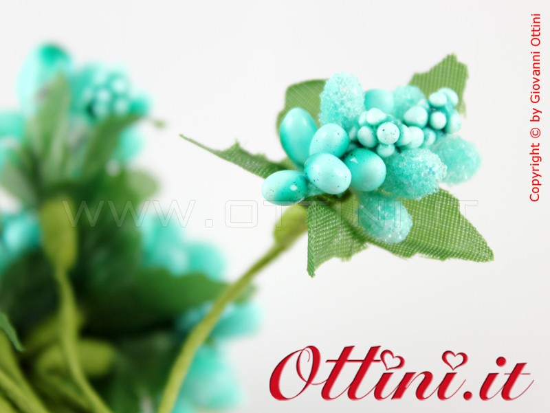 fiore artificiale fiori artificiali per acconciature confezione sacchettini bomboniera, composizioni composizione fiorellino pistilli Tiffany acqua marina acquamarina accessori decoro