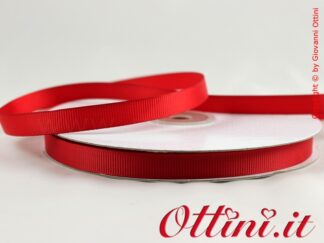 Nastro Raso Grosgrain Rosso 10 millimetri - Nastri bomboniera 10 mm - Nastri speciali matrimonio confezione alta qualità