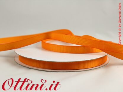 Nastro Raso Grosgrain Arancio 10 millimetri - Nastri bomboniera 10 mm - Nastri speciali matrimonio confezione alta qualità - Nastro Plissettato