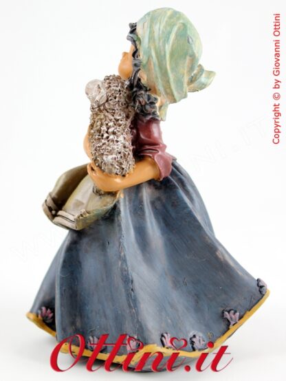 Statuina contadina mulatta con agnello da collezione