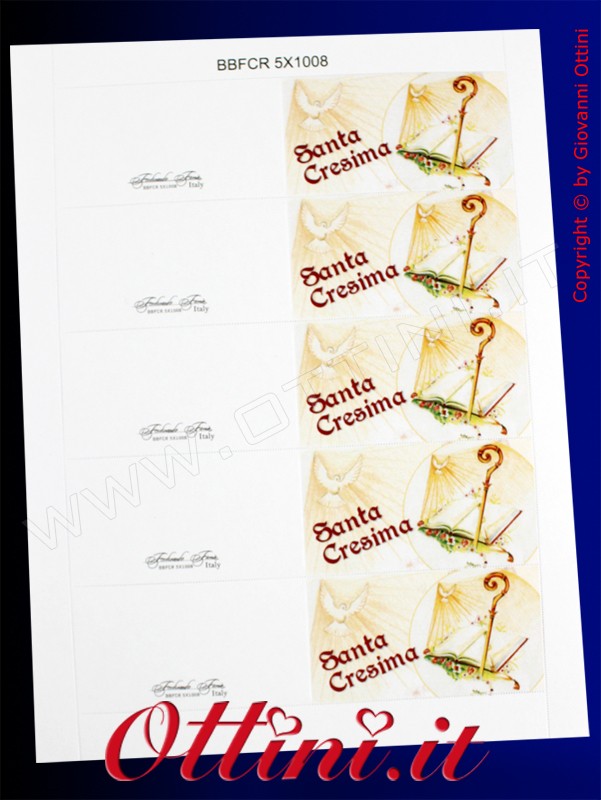 Bigliettino Bomboniera Santa Cresima con Vangelo e Mitria