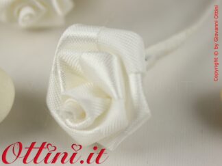 Rosellina artificiale per acconciature confezione sacchettini bomboniera, Rosa bianca, rosellina bianca, accessori decoro