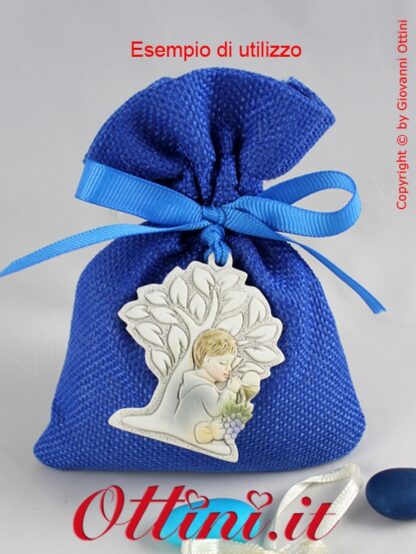 B9249 Decoro comunione bambino con albero della vita per confezioni confezionare sacchetti sacchettini bomboniere prima comunione