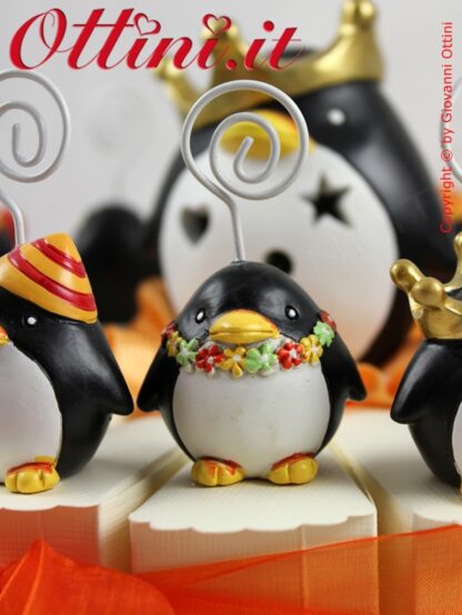 Fetta per torta bomboniera Pinguini Memoclip per bambino neonato bambina neonata serie Pinguini