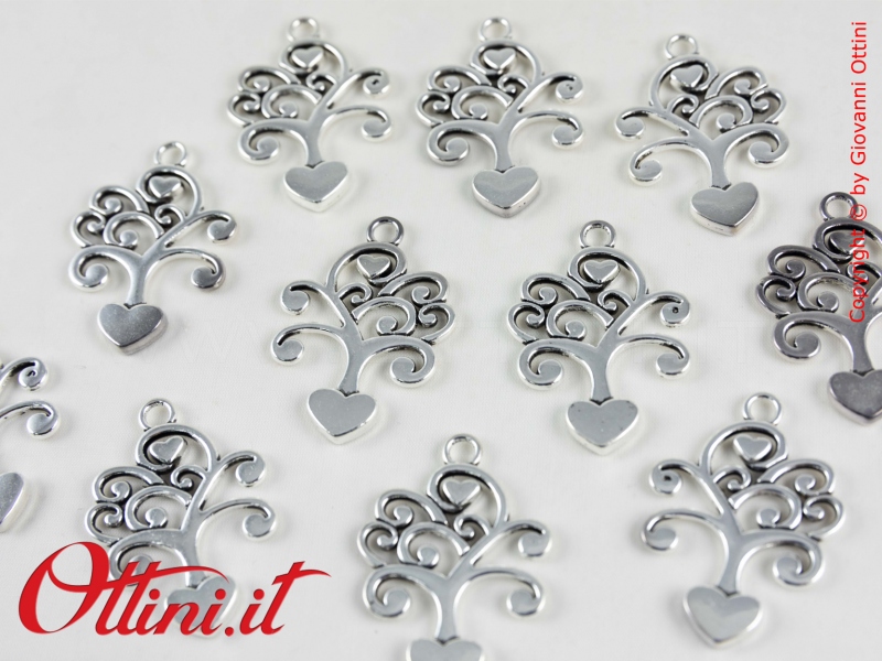 12018 Albero della vita ciondolo decoro zama argento argentata pendaglio accessorio accessori per confezioni confezionare sacchetti sacchettini bomboniere fai da te
