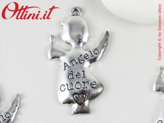 12039 angelo del cuore ciondolo decoro zama argento argentata pendaglio accessorio accessori per confezioni confezionare sacchetti sacchettini bomboniere fai da te
