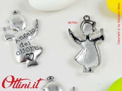 12039 angelo del cuore ciondolo decoro zama argento argentata pendaglio accessorio accessori per confezioni confezionare sacchetti sacchettini bomboniere fai da te