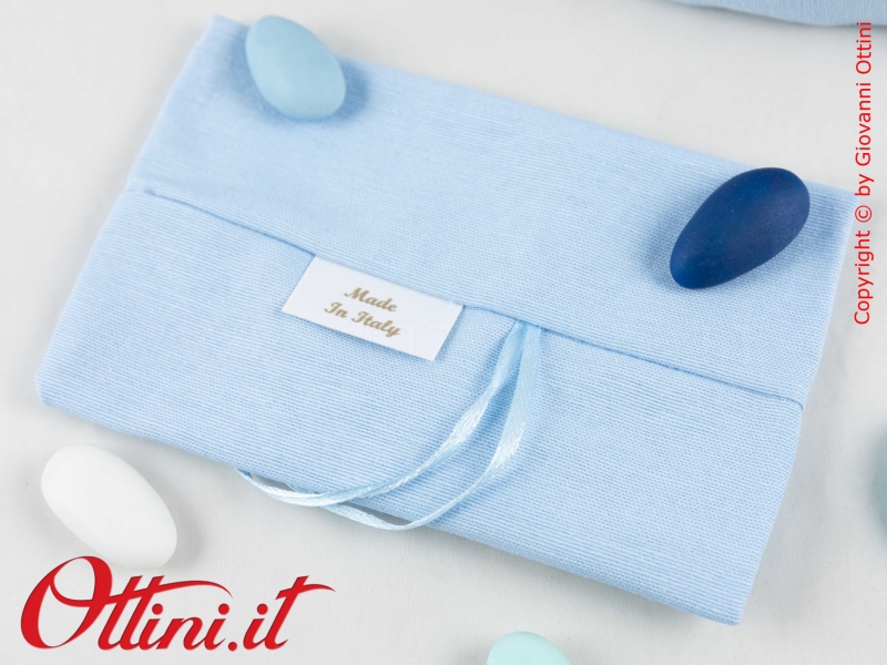 Sacchetto confetti Celeste Made in Italy Cotone Extra cm 13.5 x 9