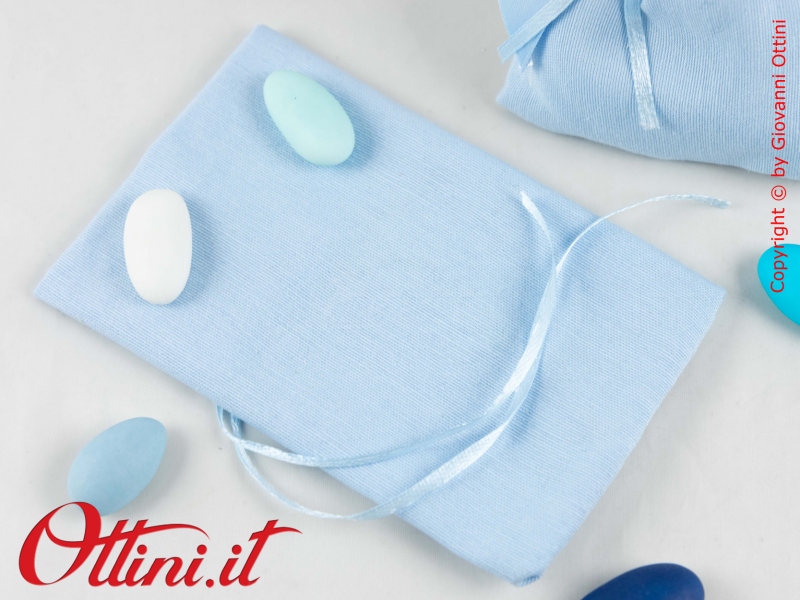 Sacchetto confetti Celeste Made in Italy Cotone Extra cm 13.5 x 9