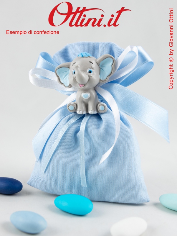 Sacchetto confetti Celeste Made in Italy Cotone Extra cm 13.5 x 9