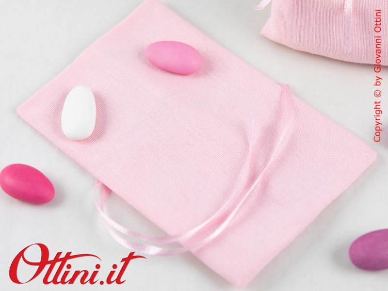 Sacchetto confetti Rosa Made in Italy Cotone Extra cm 13.5 x 9