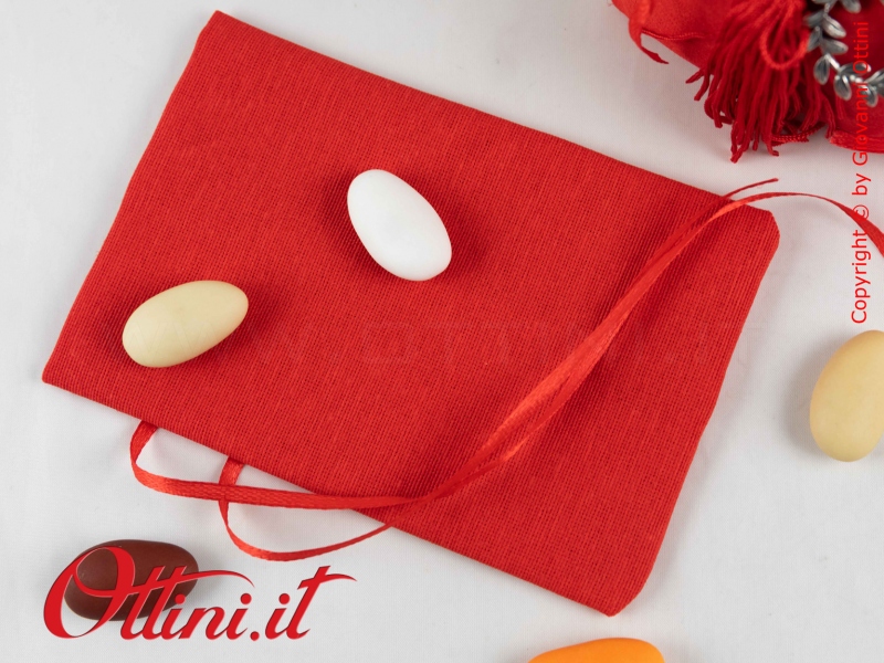 Sacchetto confetti Rosso Made in Italy Cotone Extra cm 13.5 x 9
