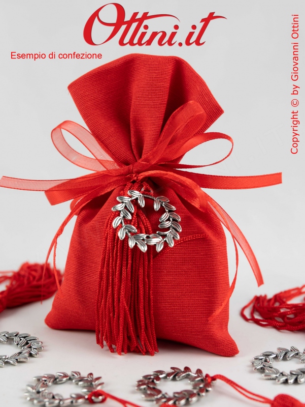 Sacchetto confetti Rosso Made in Italy Cotone Extra cm 13.5 x 9