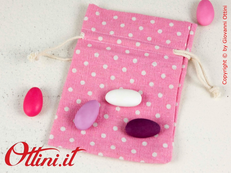 Sacchetto confetti bomboniera Rosa Pois con lacci laccetti preinfilati fai da te sacchetti vuoti vuoto 10x13,5