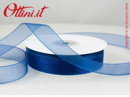 Nastrino Nastro Organza Blu Reflex 20 millimetri - Nastri bomboniera 20 mm - Nastri matrimonio confezione alta qualità prezzo speciale