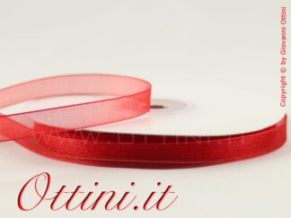 Nastrino Nastro Trasparente in organza Rosso 10 millimetri - Nastri bomboniera 10 mm - Nastri matrimonio confezione alta qualità prezzo speciale Rosso per Laurea