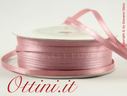 Nastro doppio raso Rosa Antico Cipolla 3 millimetri - Nastri bomboniera 3 mm - Nastri matrimonio confezione alta qualità prezzo speciale