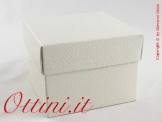 14461C Scatola elegante in cartoncino effetto pelle per bomboniere matrimonio, battesimo, comunione, cresima con coperchio separato - Scotton - Made in Italy - cm 12x12x9