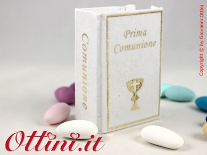 CK7330 Book Comunione floccato velluto bianco portaconfetti Scatolina Economica offerta speciale Porta Confetti