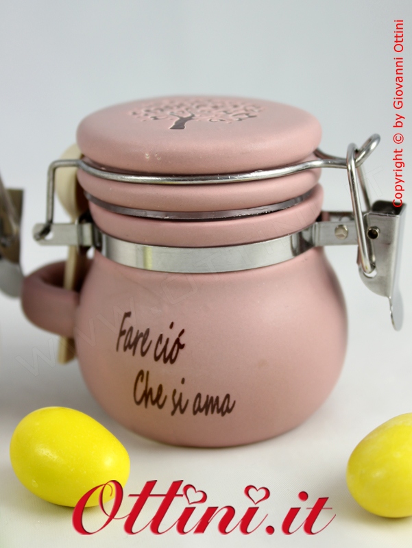 02176 Allegra Barattolo ceramica tinte biscotto con albero della vita zuccheriera porta spezie Bomboniera portaconfetti economica di qualità in offerta speciale e promozione