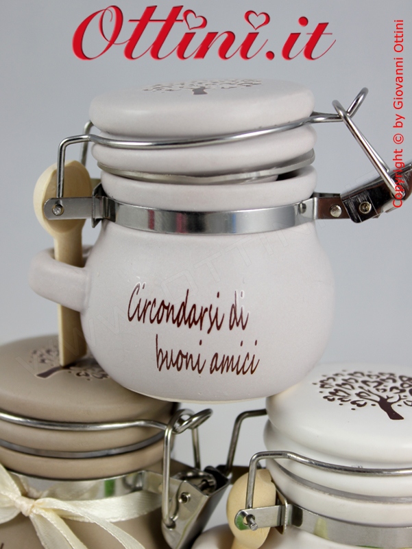 02176 Allegra Barattolo ceramica tinte biscotto con albero della vita zuccheriera porta spezie Bomboniera portaconfetti economica di qualità in offerta speciale e promozione