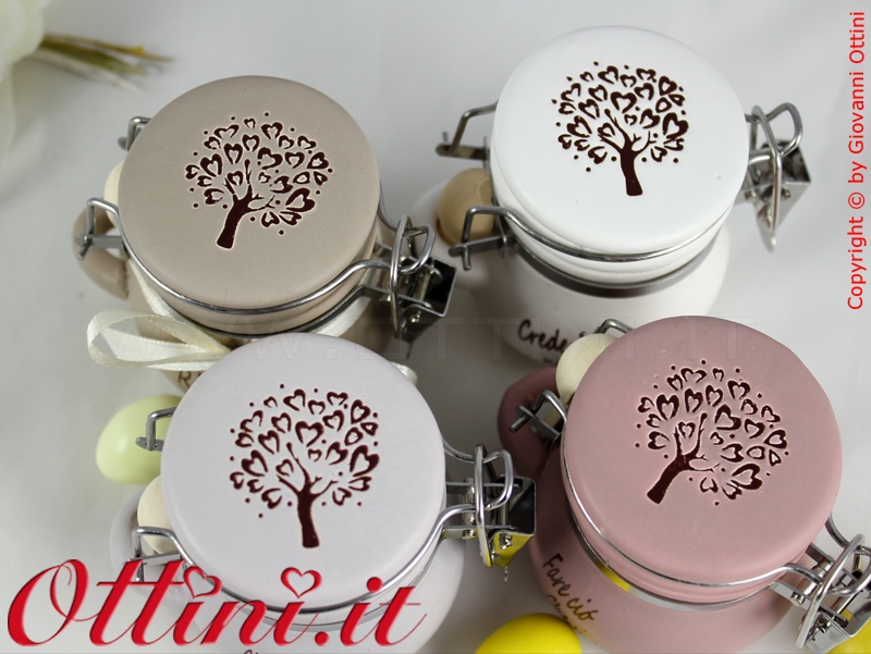 02176 Allegra Barattolo ceramica tinte biscotto con albero della vita zuccheriera porta spezie Bomboniera portaconfetti economica di qualità in offerta speciale e promozione