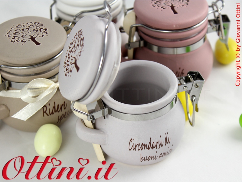 02176 Allegra Barattolo ceramica tinte biscotto con albero della vita zuccheriera porta spezie Bomboniera portaconfetti economica di qualità in offerta speciale e promozione