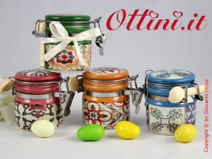 02179 Vietri Barattolo ceramica colorato con tappo ermetico zuccheriera porta spezie Bomboniera portaconfetti economica di qualità in offerta speciale e promozione