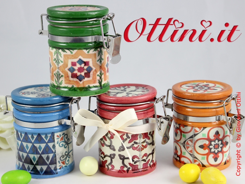 02180 Vietri Barattolo ceramica colorato con tappo ermetico zuccheriera porta spezie Bomboniera portaconfetti economica di qualità in offerta speciale e promozione