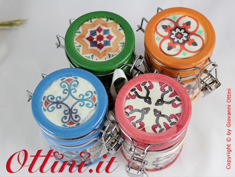 02180 Vietri Barattolo ceramica colorato con tappo ermetico zuccheriera porta spezie Bomboniera portaconfetti economica di qualità in offerta speciale e promozione