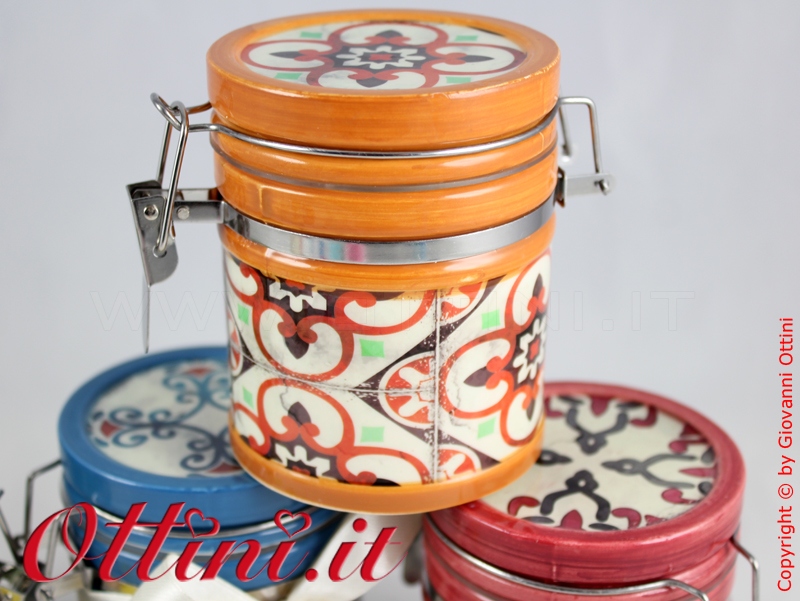 02181 Vietri Barattolo ceramica colorato con tappo ermetico zuccheriera porta spezie Bomboniera portaconfetti economica di qualità in offerta speciale e promozione