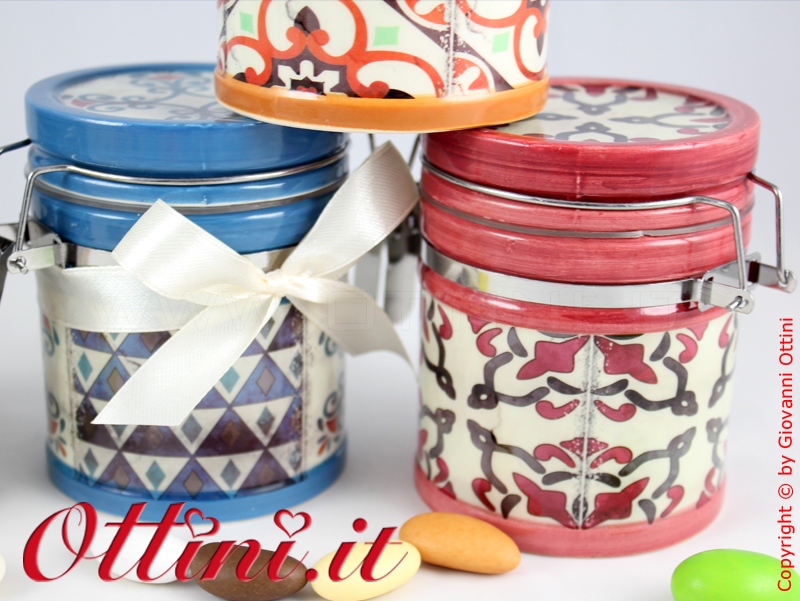 02181 Vietri Barattolo ceramica colorato con tappo ermetico zuccheriera porta spezie Bomboniera portaconfetti economica di qualità in offerta speciale e promozione