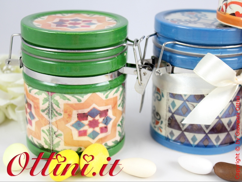 02181 Vietri Barattolo ceramica colorato con tappo ermetico zuccheriera porta spezie Bomboniera portaconfetti economica di qualità in offerta speciale e promozione