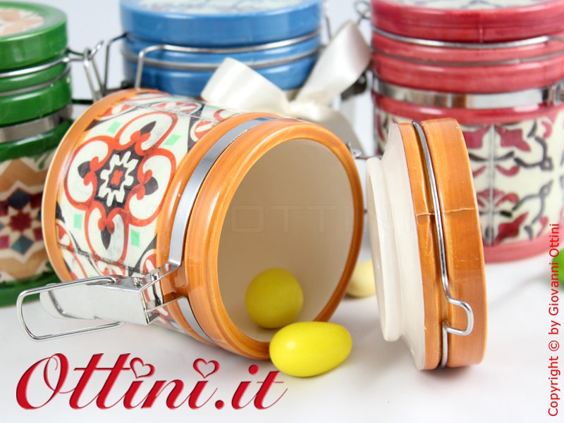 02181 Vietri Barattolo ceramica colorato con tappo ermetico zuccheriera porta spezie Bomboniera portaconfetti economica di qualità in offerta speciale e promozione