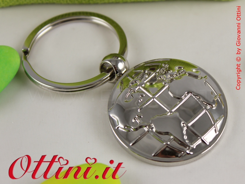 QLUX20086 Portachiavi Mondo Planisfero in metallo